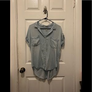 Harper Denim Button Up Short Sleeve Top Women’s M